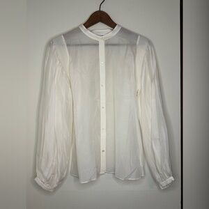 Frame Vintage Blush Off-White Semi-Sheer Cotton/Silk Blouse